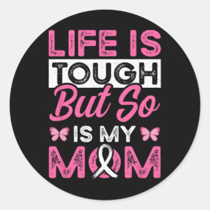 Mum Is A Survivor Pink Ribbon Breast Cancer Patien Classic Round Sticker