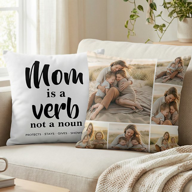 Mum Is a Verb Six Photo Collage Cushion (Creator Uploaded)