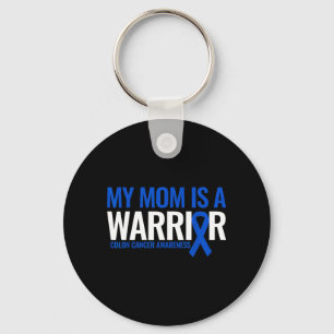 Mum is a Warrior Colon Cancer Awareness Month Blue Key Ring