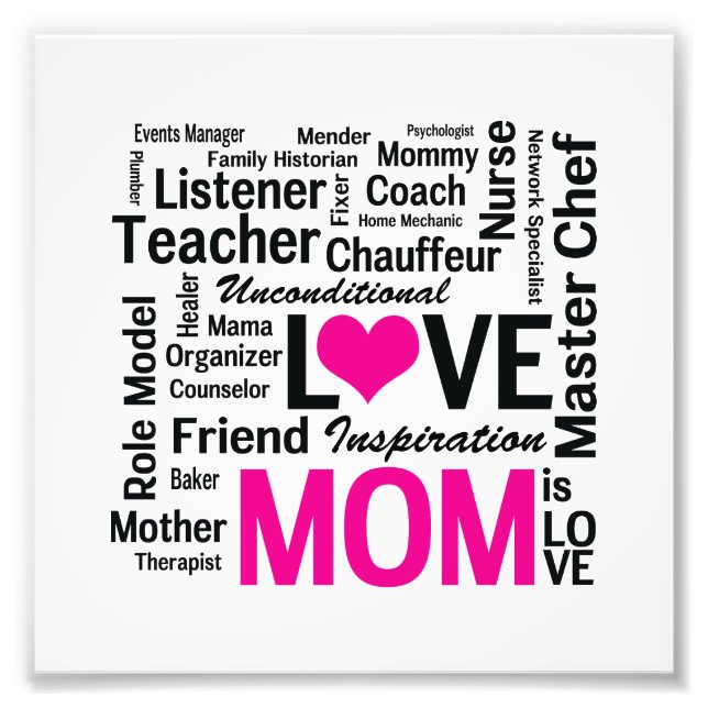 Mum is Love - Mother's Day or Mum's Birthday Photo Print (Front)