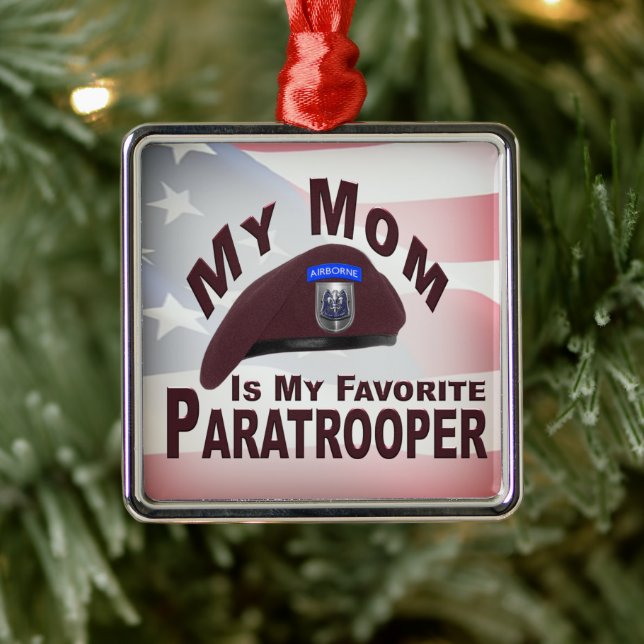 Mum is My Favourite Paratrooper Christmas  Metal Ornament (Tree)