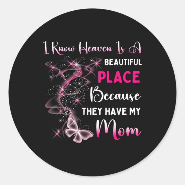 Mum Is My Guardian-angel In Heaven Memorial Day Classic Round Sticker (Front)