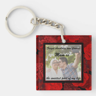 Mum Is The Sweetest Personalised Photo Floral Key Ring
