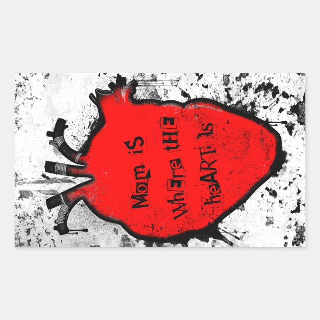 mum is where the anatomical heart is rectangular sticker (Front)