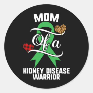 Mum Kidney Disease Awareness Leopard Buffalo Plaid Classic Round Sticker