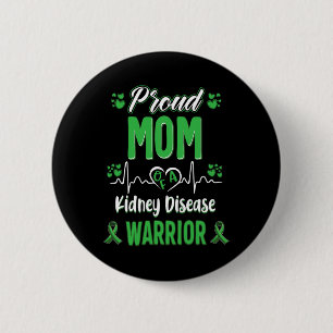 Mum Kidney Disease Warrior Awareness Ribbon Green 6 Cm Round Badge