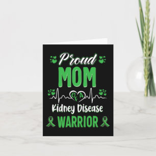 Mum Kidney Disease Warrior Awareness Ribbon Green Card