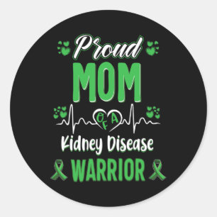 Mum Kidney Disease Warrior Awareness Ribbon Green Classic Round Sticker