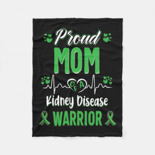Mum Kidney Disease Warrior Awareness Ribbon Green Fleece Blanket