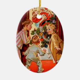 Mum Kisses Santa Claus Ceramic Tree Decoration