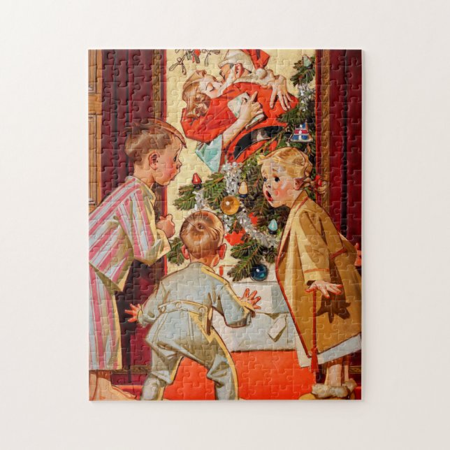 Mum Kisses Santa Claus Jigsaw Puzzle (Vertical)