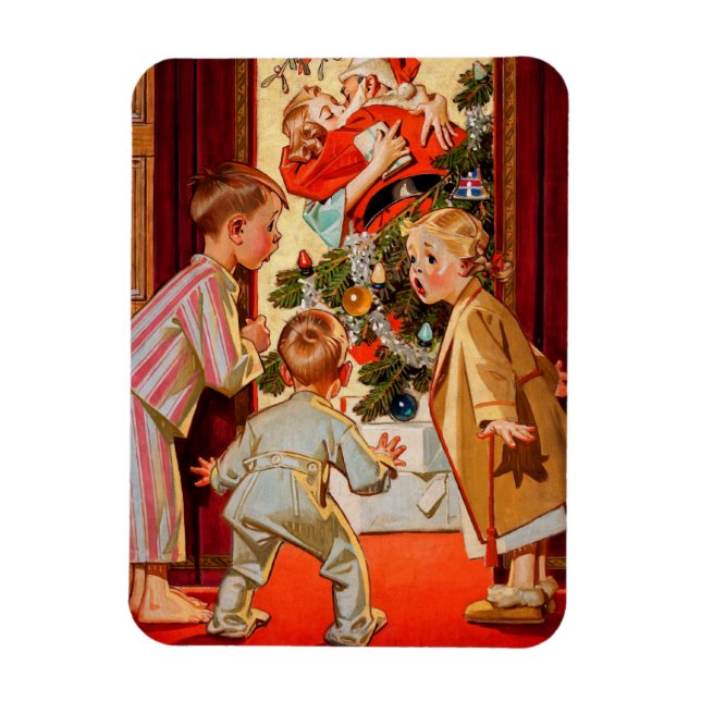 Mum Kisses Santa Claus Magnet (Vertical)