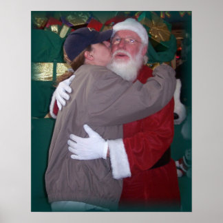 mum kissing santa poster