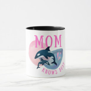 Mum Knows Best Orca Watercolor Design Mothers Day Mug