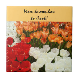 Mum knows how to Cook! hotplate art tiles Tulips