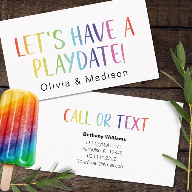 Mum Let's Have a Playdate Colourful Calling Cards (Creator Uploaded)