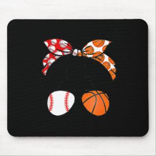 Mum life baseball basketball mum messy bun funny mouse pad