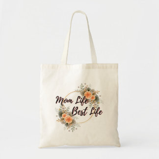 Mum Life Best Life Floral Tote Bag