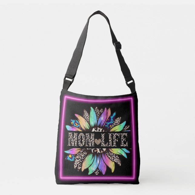 Mum Life Black and Pink Multi-Coloured Tote Bag  (Front)