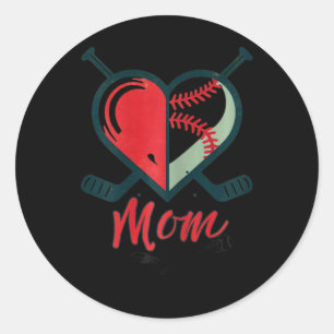 Mum Life Heart Funny Baseball Hockey Mum Mothers D Classic Round Sticker