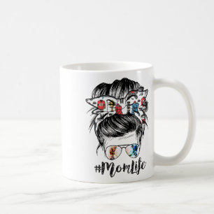 Mum Life Hockey Mothers Day Messy Bun Coffee Mug