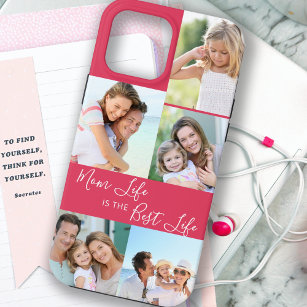 Mum Life is the Best Life 5 Photo Bright Pink iPhone 13 Pro Max Case