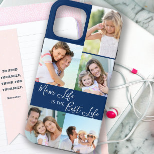Mum Life is the Best Life 5 Photo Collage Blue iPhone 13 Pro Max Case