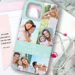 Mum Life is the Best Life 5 Photo Collage Mint iPhone 13 Pro Max Case<br><div class="desc">Custom 5 photo iphone case lettered with Mum Life is the Best Life (editable for Mum, Mama, Momma, Mummy etc). The design features a personalised, wrap around, photo collage with 5 of your favourite pictures, which are displayed as 1 vertical portrait and 4 square instagram. The design has a mint...</div>