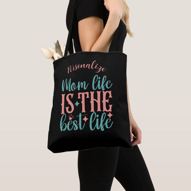 Mum Life Is the Best Life Personalised Tote Bag (Close Up)