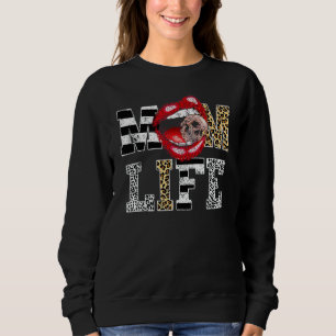 Mum Life Leopard Lip Skull Red Lip Mother's Day Sweatshirt