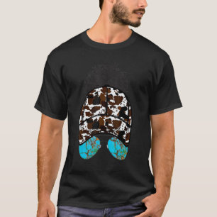Mum Life Messy Bun Ball Cap Turquoise And Cow Prin T-Shirt