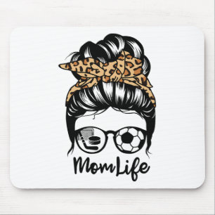 Mum Life Messy Bun Hair Funny Soccer Hockey Player Mouse Pad
