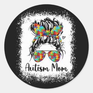 Mum Life Messy Bun Sungles Bandanna Mothers Day  Classic Round Sticker