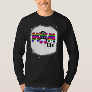 Mum Life Messy Bun Women Pop It Push It Fidget Toy T-Shirt