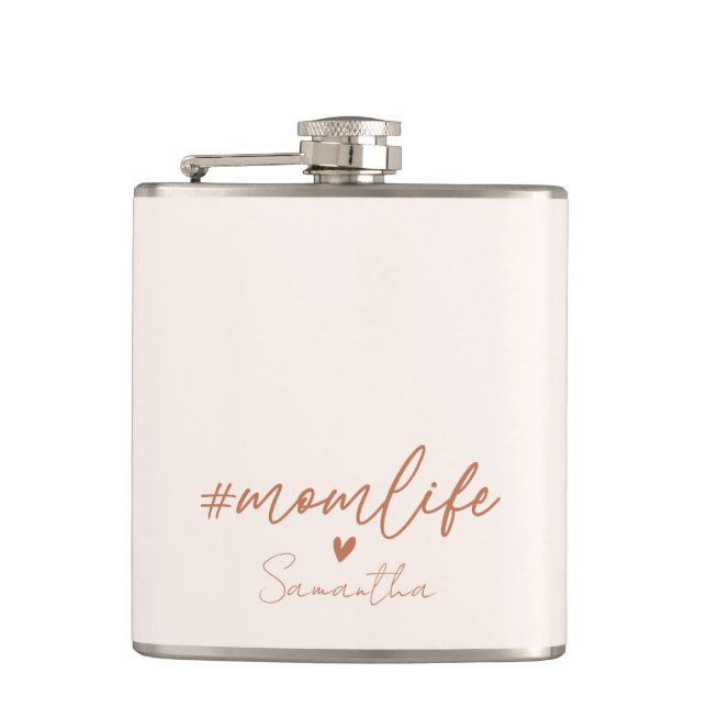 Mum Life - Rustic Charm Design Hip Flask (Front)