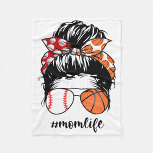 Mum Life Sell Sketll Mum Messy Bun Funny Mothers D Fleece Blanket