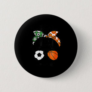 Mum life soccer and basketball messy bun mother da 6 cm round badge
