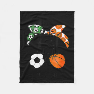 Mum life soccer and basketball messy bun mother da fleece blanket