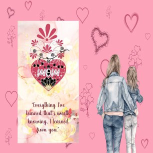 Mum Love Heart Floral Motif Mother's Day Quote Holiday Card