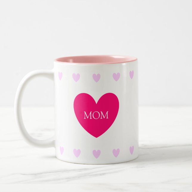 Mum Love Heart on White Two-Tone Coffee Mug (Left)