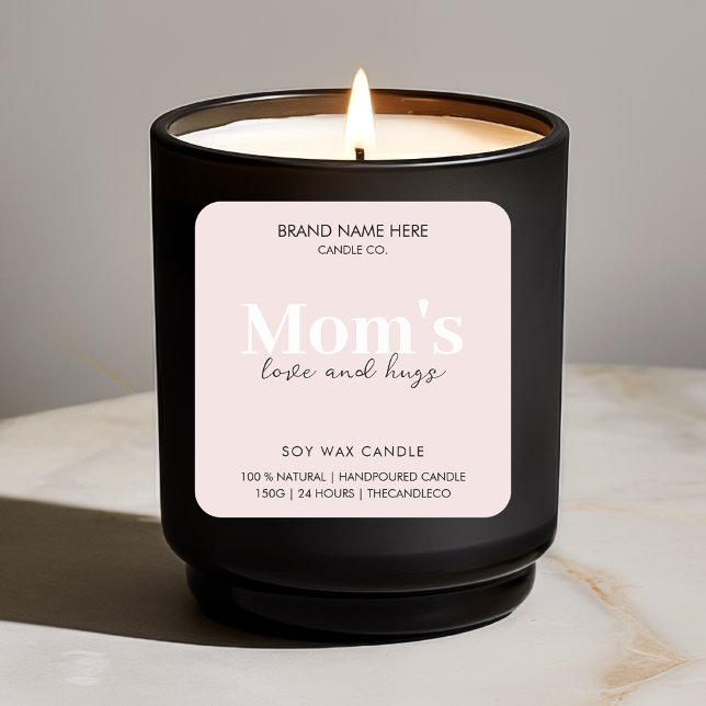Mum Love & Hugs | Custom Pink Candle Label Sticker (Creator Uploaded)