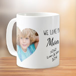 Mum Love You Hearts Photos Coffee Mug<br><div class="desc">Celebrate mum with this custom photo mug. You can add two photos of her children in heart-shaped frames,  personalise the expression to "I Love You" or "We Love You, " and whether she is called as mum,  mum,  mummy,  etc. You can also add her children's names and the year.</div>