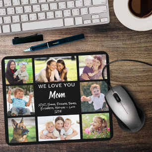 Mum Love You Photo Collage Black Mouse Pad