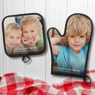 Mum Love You Photo Oven Mitt & Pot Holder Set