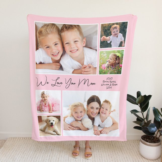 Mum Love You Photo Pink Fleece Blanket (Creator Uploaded)