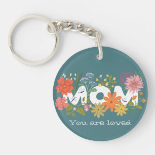 Mum loved boho flower bouquet  key ring