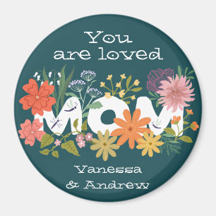 Mum loved boho flower bouquet magnet