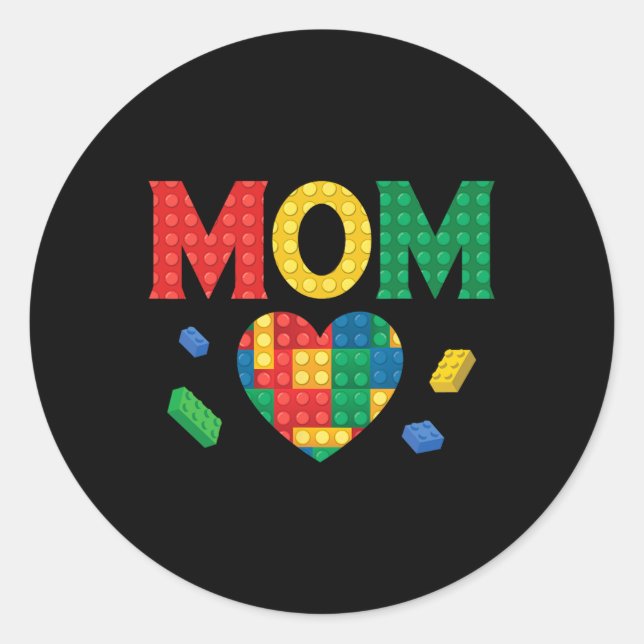 Mum Lover Master Builder Building Bricks Blocks Mo Classic Round Sticker (Front)
