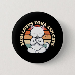 Mum Loves Cats and Yoga 6 Cm Round Badge