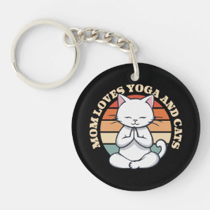 Mum Loves Cats and Yoga Key Ring